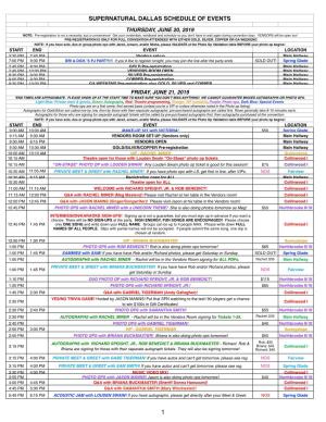 Supernatural Dallas Schedule of Events