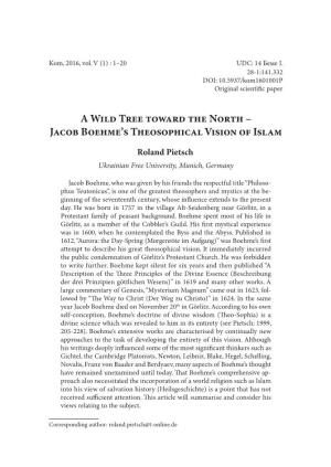 Jacob Boehme's Theosophical Vision of Islam