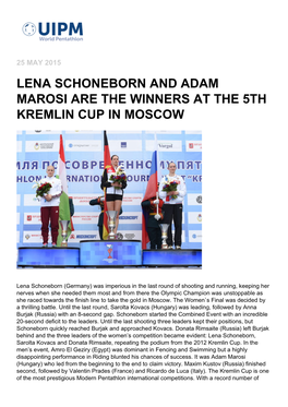 Lena Schoneborn and Adam Marosi Are the Winners at the 5Th Kremlin Cup in Moscow