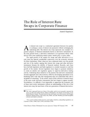 The Role of Interest Rate Swaps in Corporate Finance
