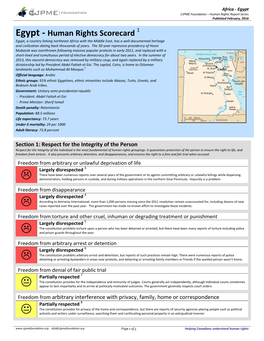 Egypt CJPME Foundation – Human Rights Report Series Published February, 2016