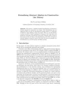 Formalizing Abstract Algebra in Constructive Set Theory
