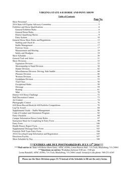 State 4-H Horse Show Rule Book and the Catalog for the State 4-H Horse Show