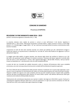 Relazione Di Fine Mandato 2014