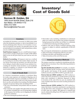 Inventory Cost of Goods Sold