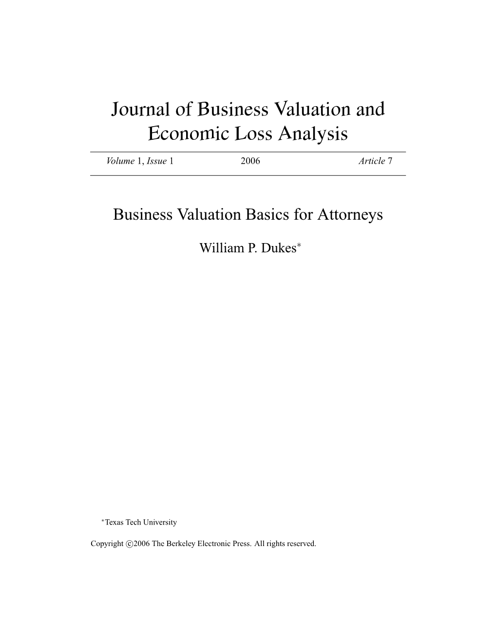 Business Valuation Basics for Attorneys