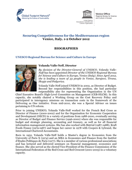 Securing Competitiveness for the Mediterranean Region Venice, Italy