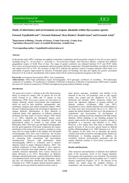 Study of Inheritance and Environment on Tropane Alkaloids Within Hyoscyamus Species