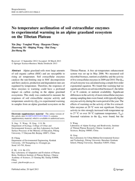 No Temperature Acclimation of Soil Extracellular Enzymes to Experimental Warming in an Alpine Grassland Ecosystem on the Tibetan Plateau