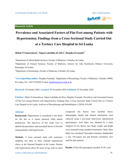 Prevalence and Associated Factors of Flat Feet Among Patients With