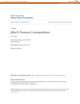 John R. Freeman Correspondence A.C