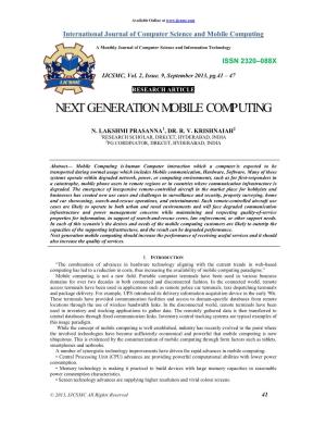 Next Generation Mobile Computing