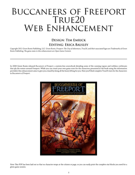 Buccaneers of Freeport True20 Web Enhancement