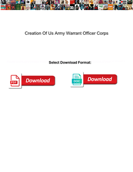 Creation of Us Army Warrant Officer Corps