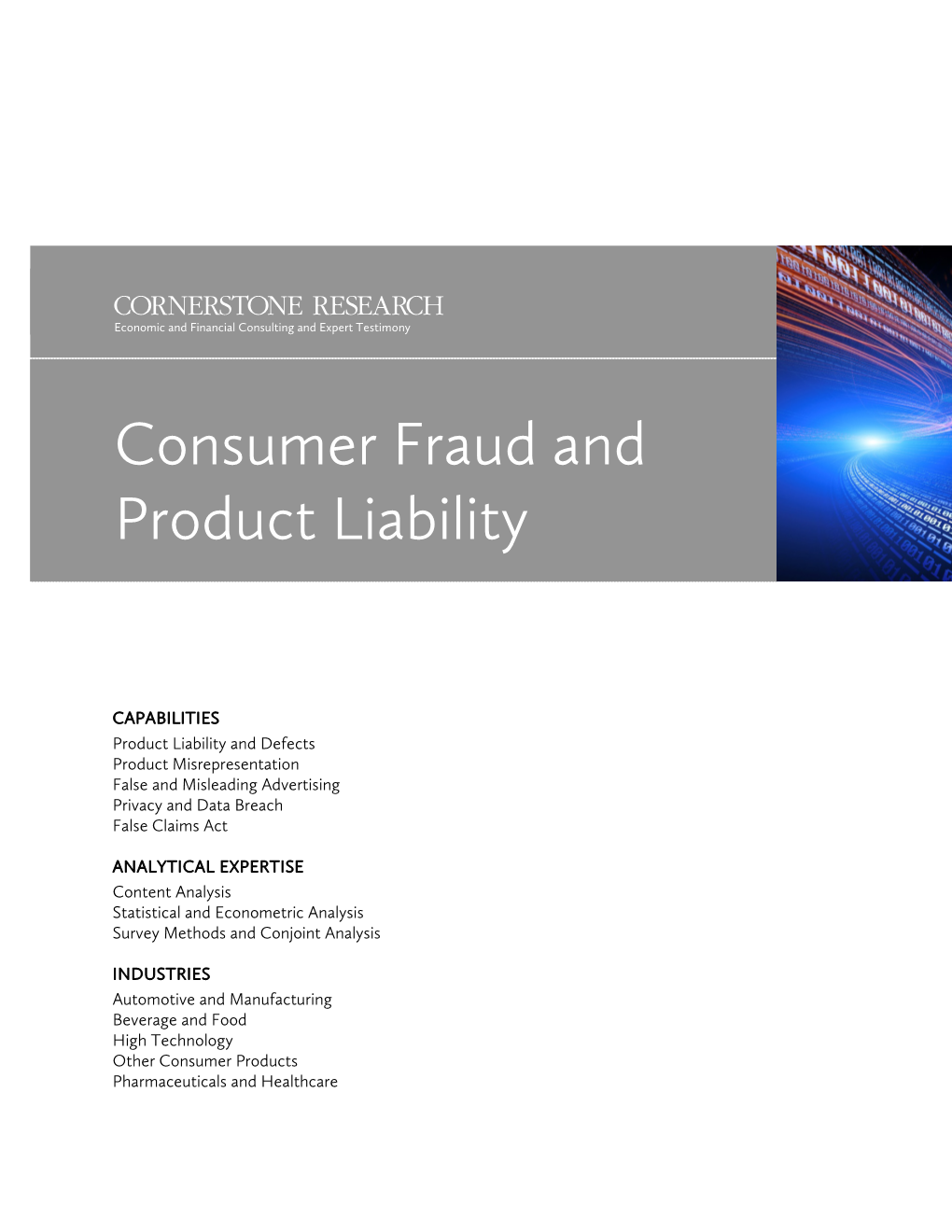 Consumer Fraud and Product Liability Capabilities