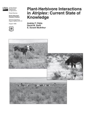 Plant-Herbivore Interactions in Atriplex : Current State of Knowledge