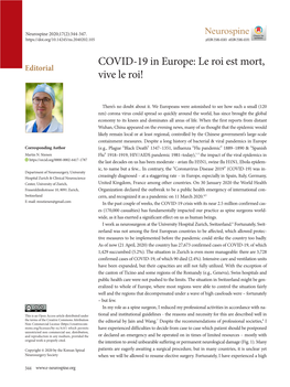 COVID-19 in Europe: Le Roi Est Mort, Vive Le Roi!