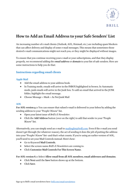 How to Add an Email Address to Your Safe Senders' List