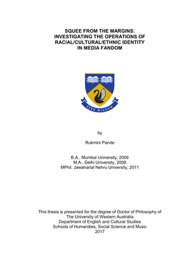 Investigating the Operations of Racial/Cultural/Ethnic Identity in Media Fandom