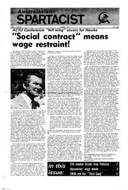 Covers for Hawke "Social Contract" Means Wage Restraint!