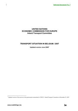 UNITED NATIONS ECONOMIC COMMISSION for EUROPE Inland Transport Committee