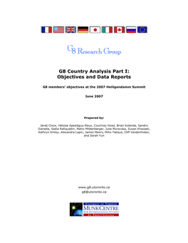 G8 Country Analysis Part I: Objectives and Data Reports