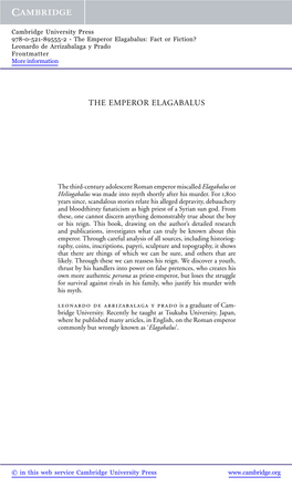 The Emperor Elagabalus: Fact Or Fiction? Leonardo De Arrizabalaga Y Prado Frontmatter More Information