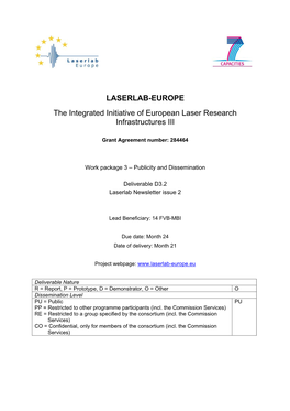 LASERLAB-EUROPE the Integrated Initiative of European Laser Research Infrastructures III