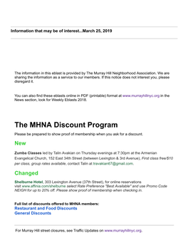 The MHNA Discount Program