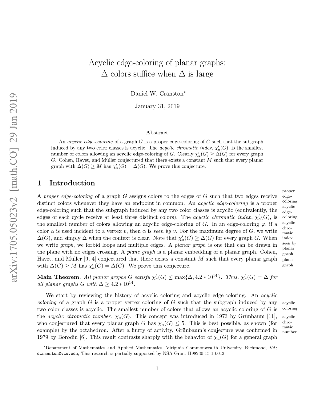 Acyclic Edge-Coloring of Planar Graphs