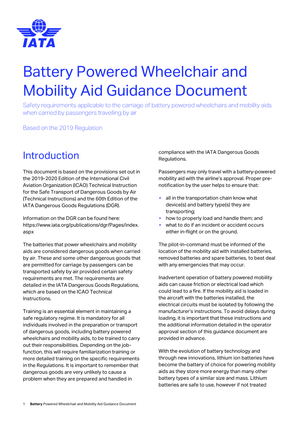 Battery Powered Wheelchair and Mobility Aid Guidance Document