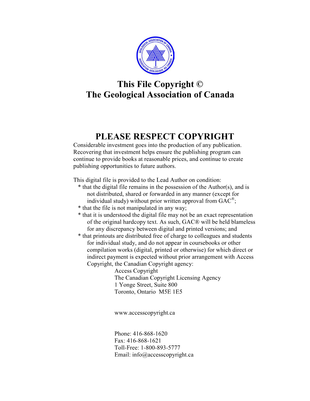 This File Copyright © the Geological Association of Canada