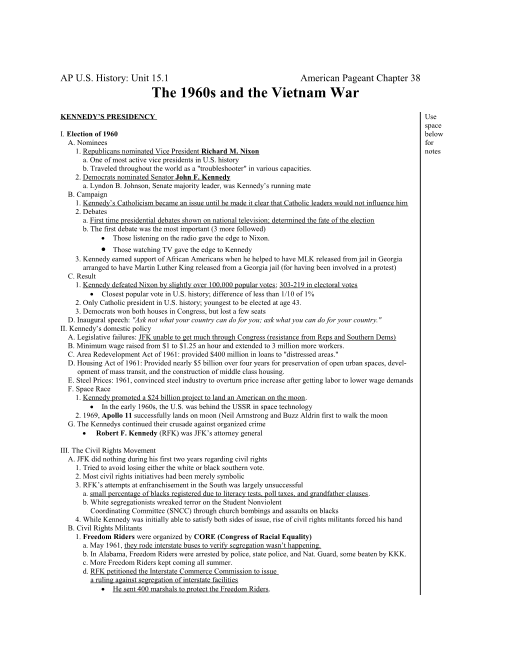 AP U.S. History: Unit 15.1 American Pageant Chapter 38