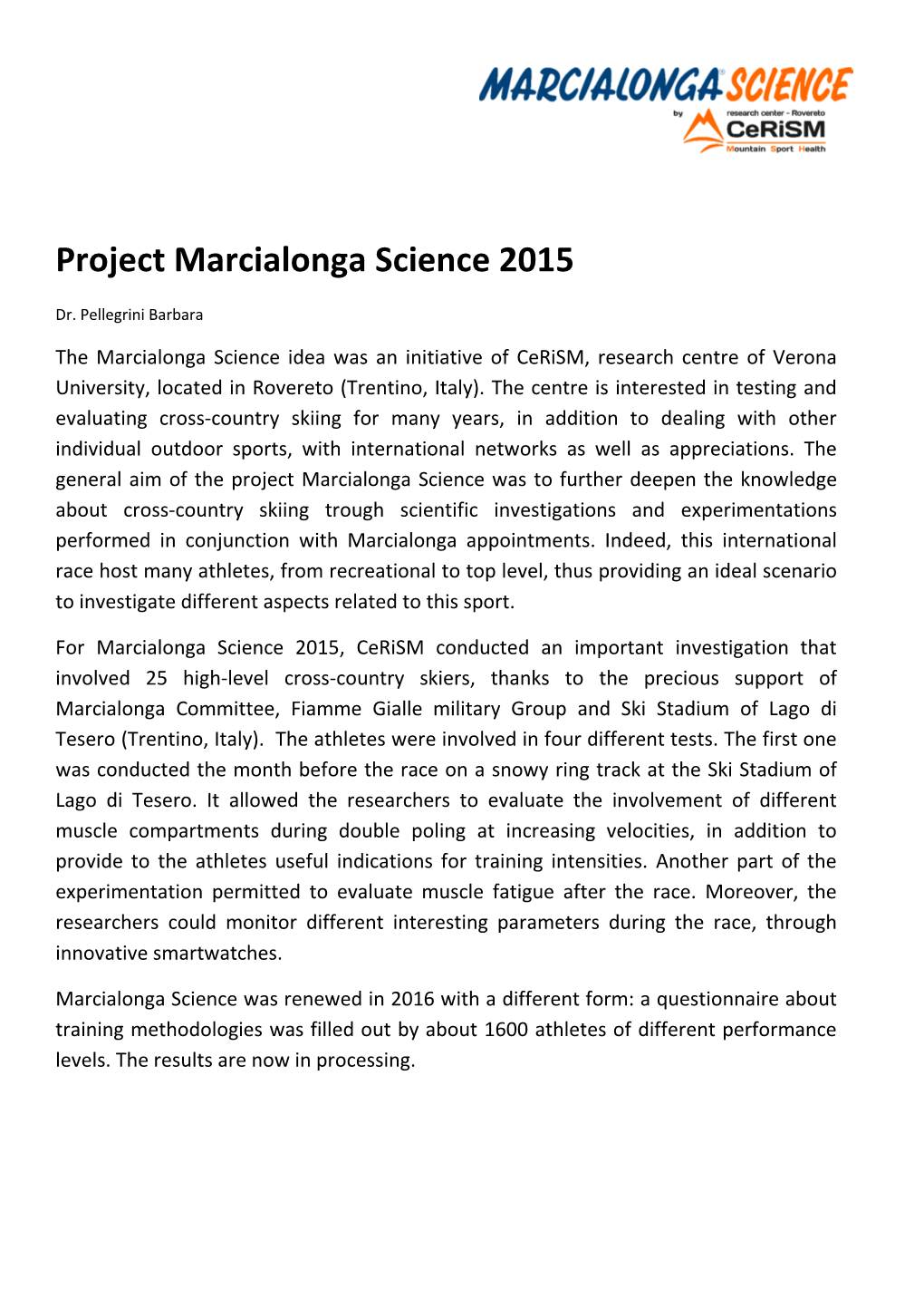 Marcialonga Science Projetc 2015-ENG
