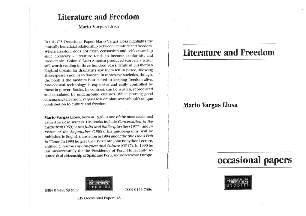 Literature and Freedom Occasional Papers