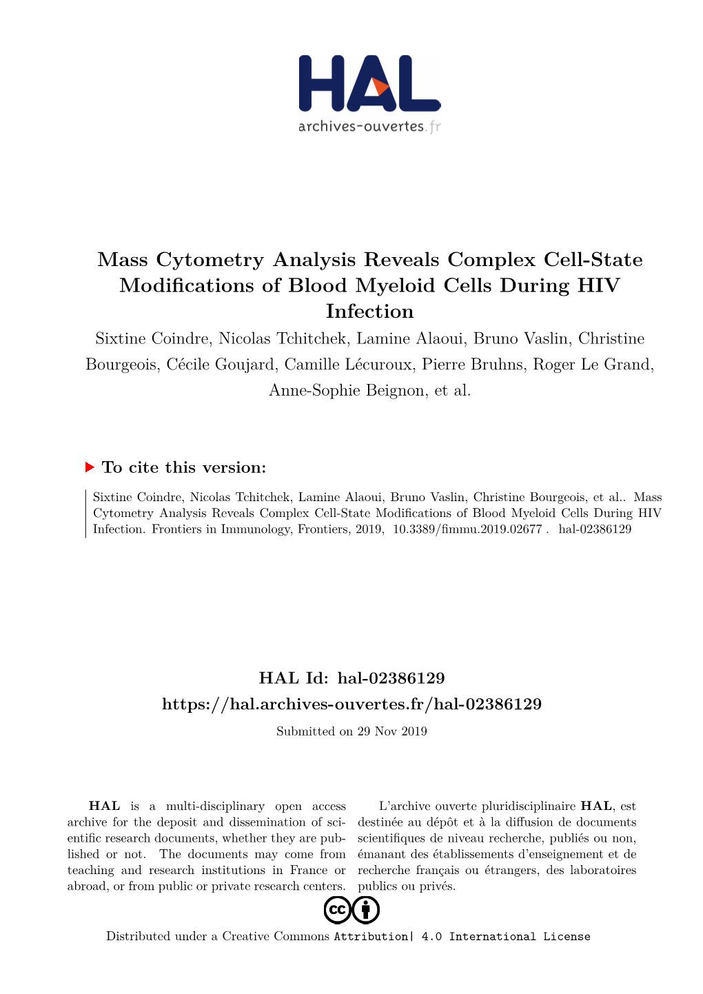 Mass Cytometry Analysis Reveals Complex Cell-State Modifications Of