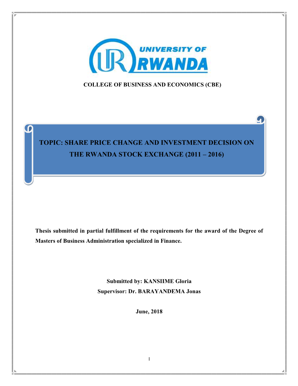 Topic: Share Price Change and Investment Decision On