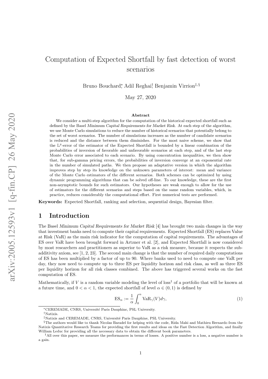 Computation of Expected Shortfall by Fast Detection of Worst Scenarios