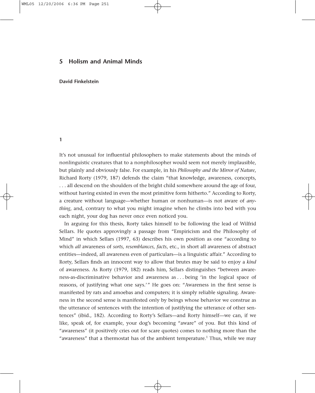 5 Holism and Animal Minds