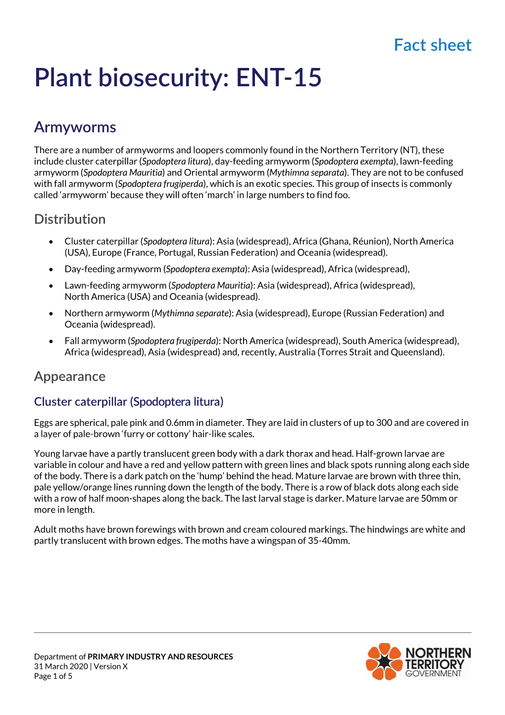 Armyworms Factsheet