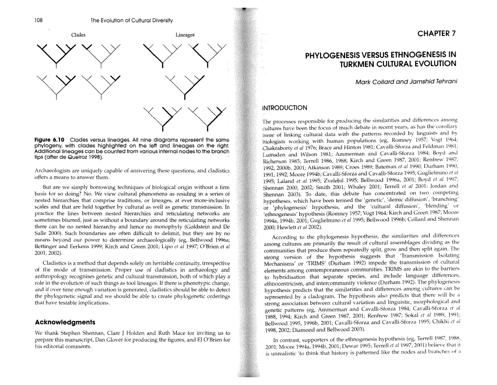 Chapter 7 Phylogenesis Versus