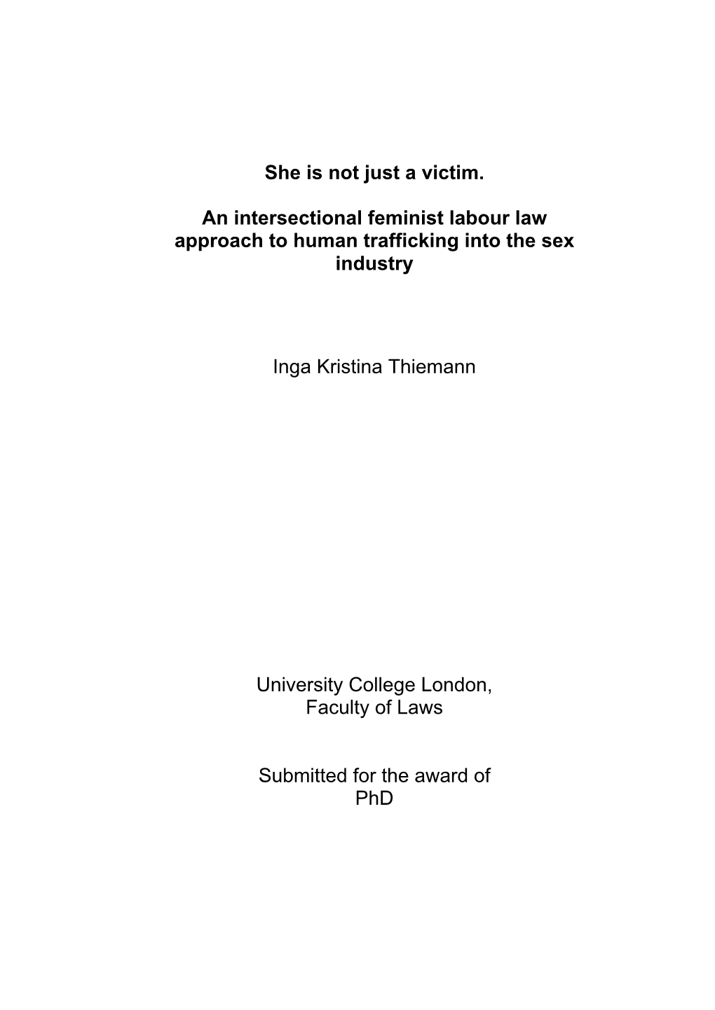 She Is Not Just a Victim. an Intersectional Feminist Labour Law