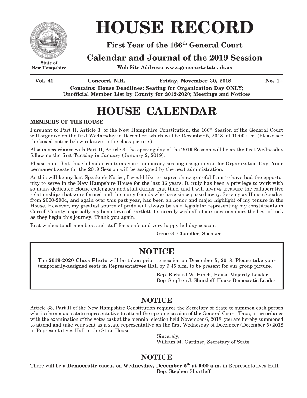 House Calendar