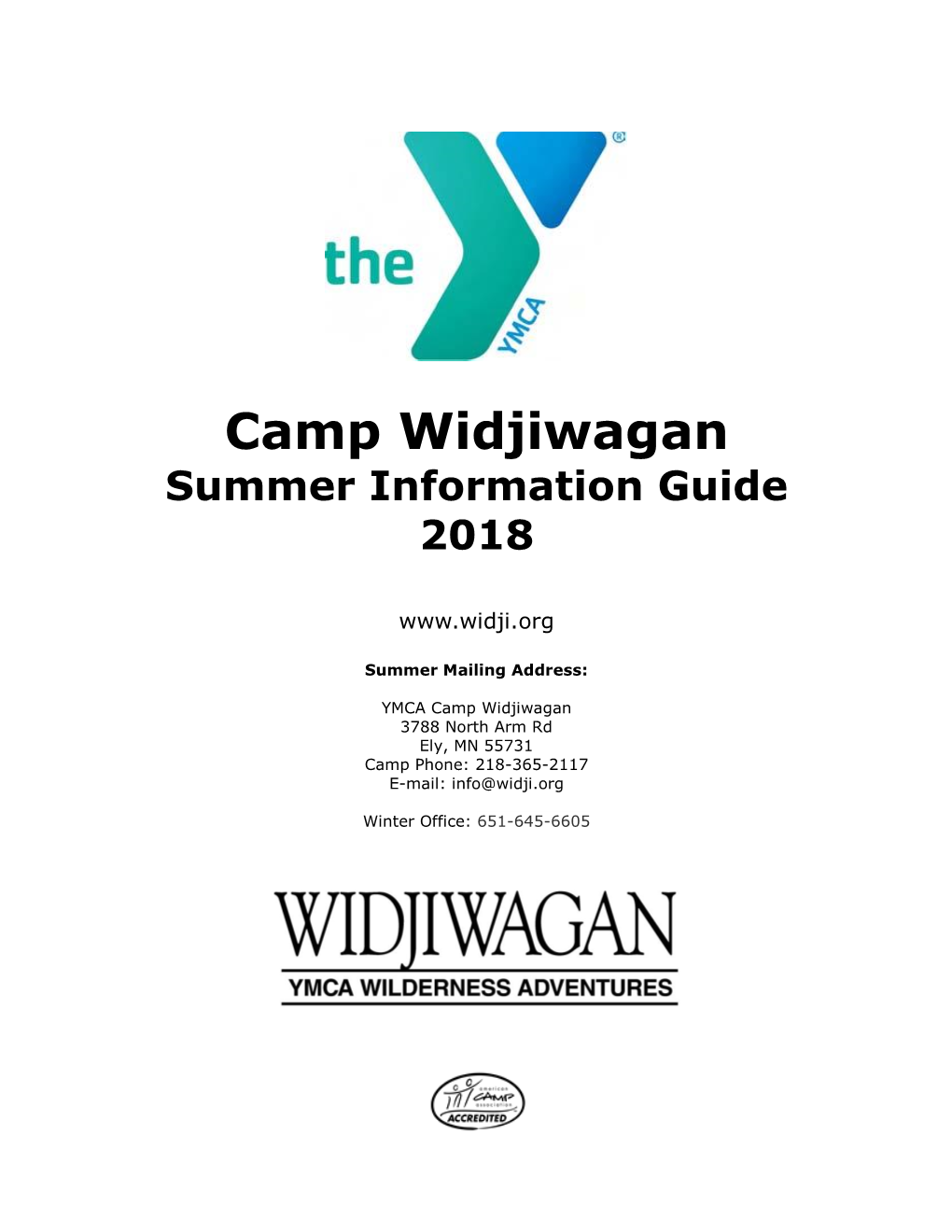 Camp Widjiwagan Summer Information Guide 2018