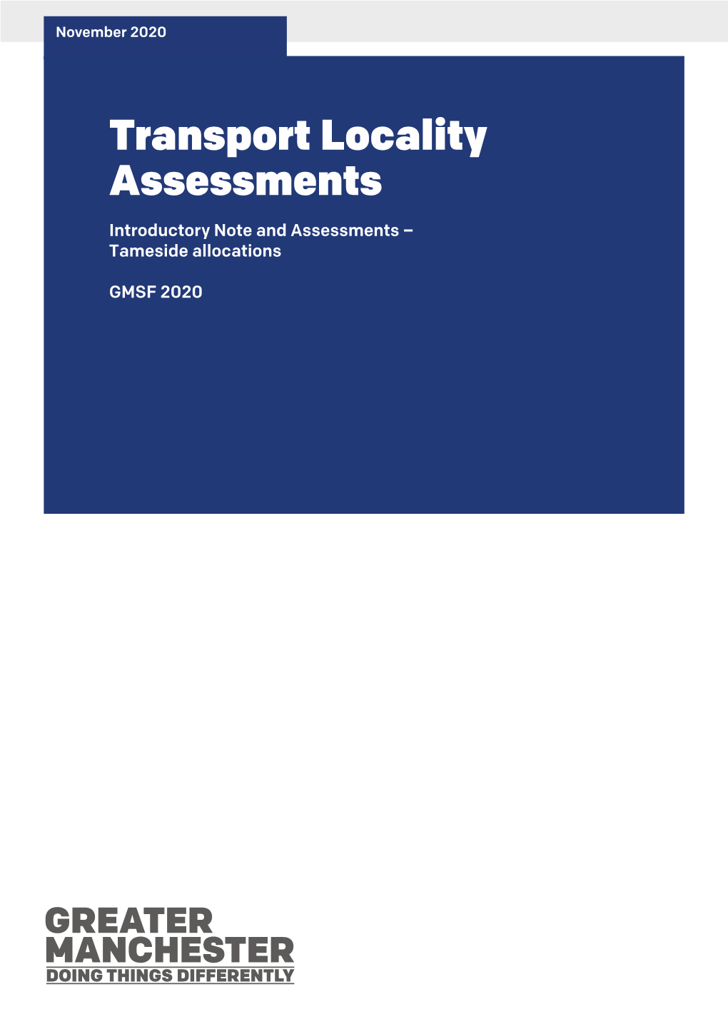 Tameside Locality Assessments GMSF 2020