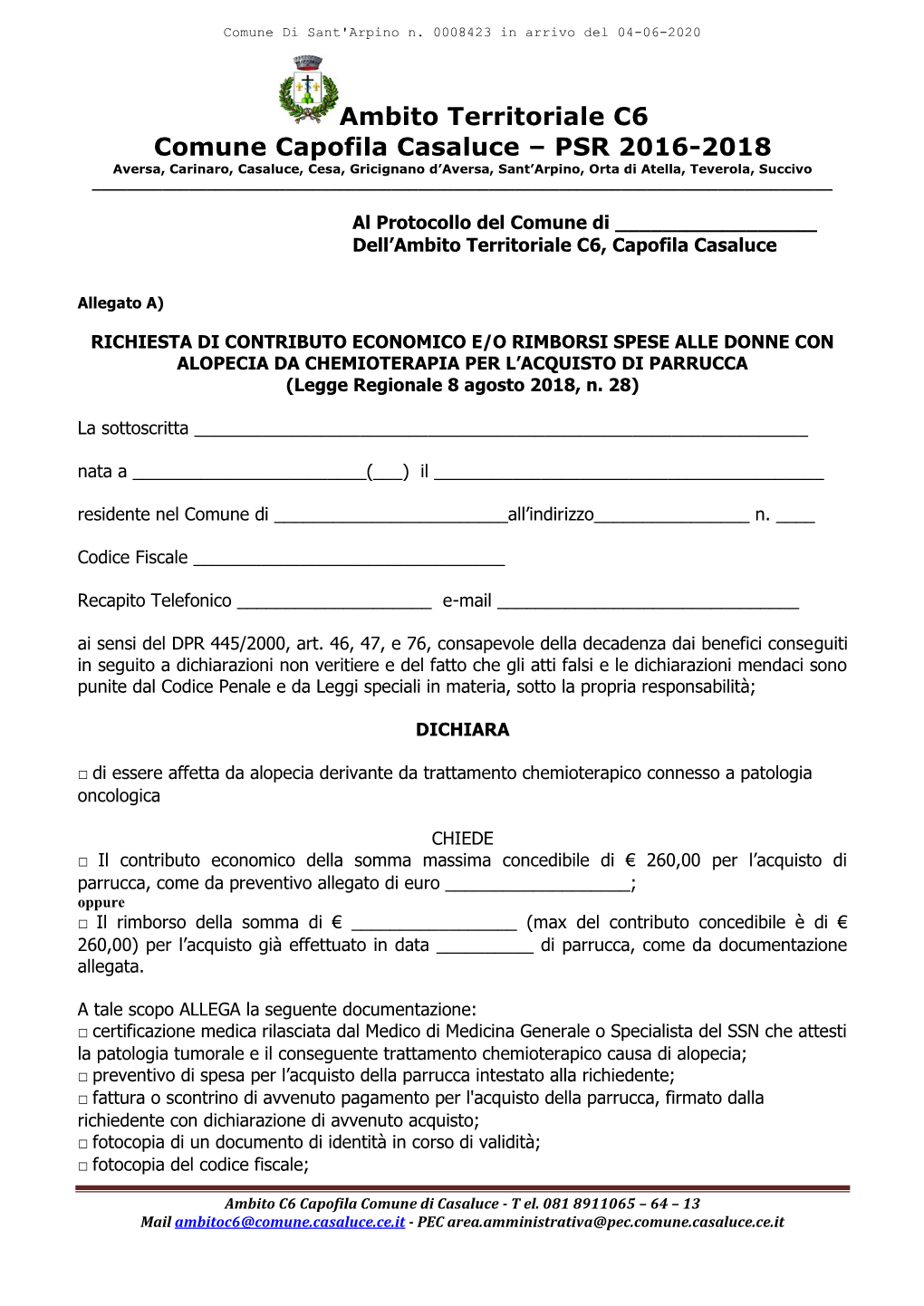 Ambito Territoriale C6 Comune Capofila Casaluce – PSR 2016-2018