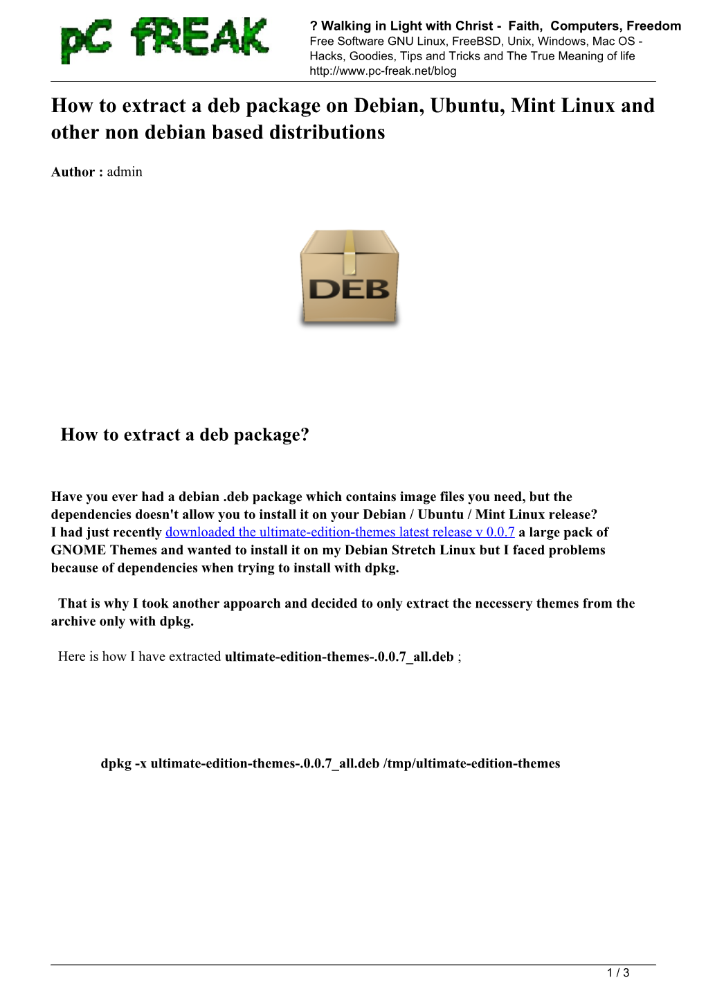 How to Extract a Deb Package on Debian, Ubuntu, Mint Linux and Other Non Debian Based Distributions