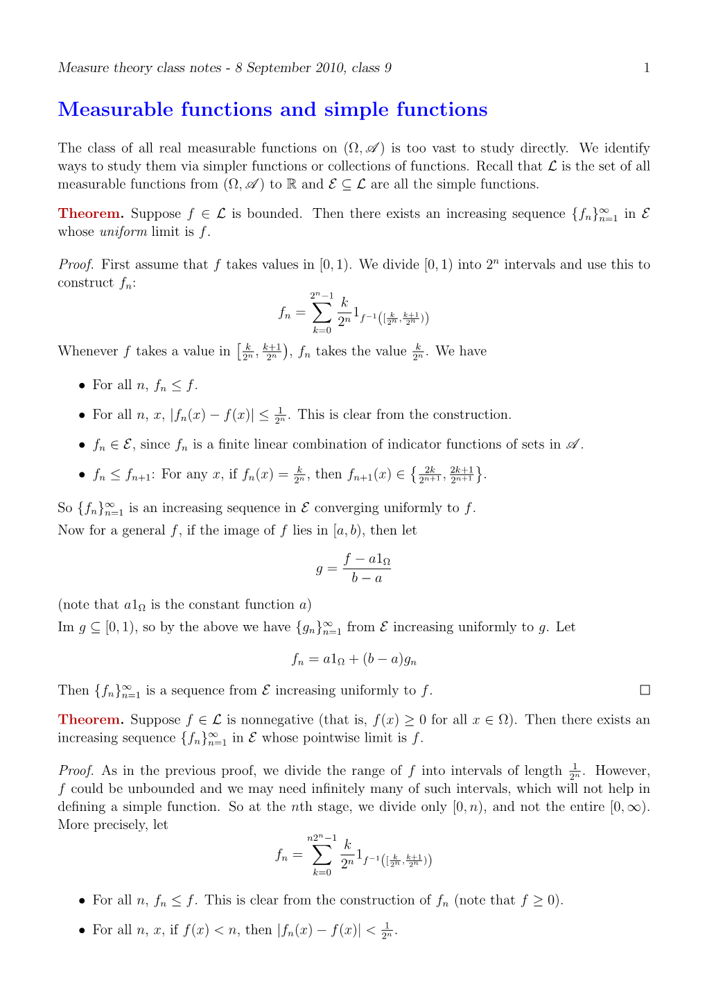 Measurable Functions and Simple Functions