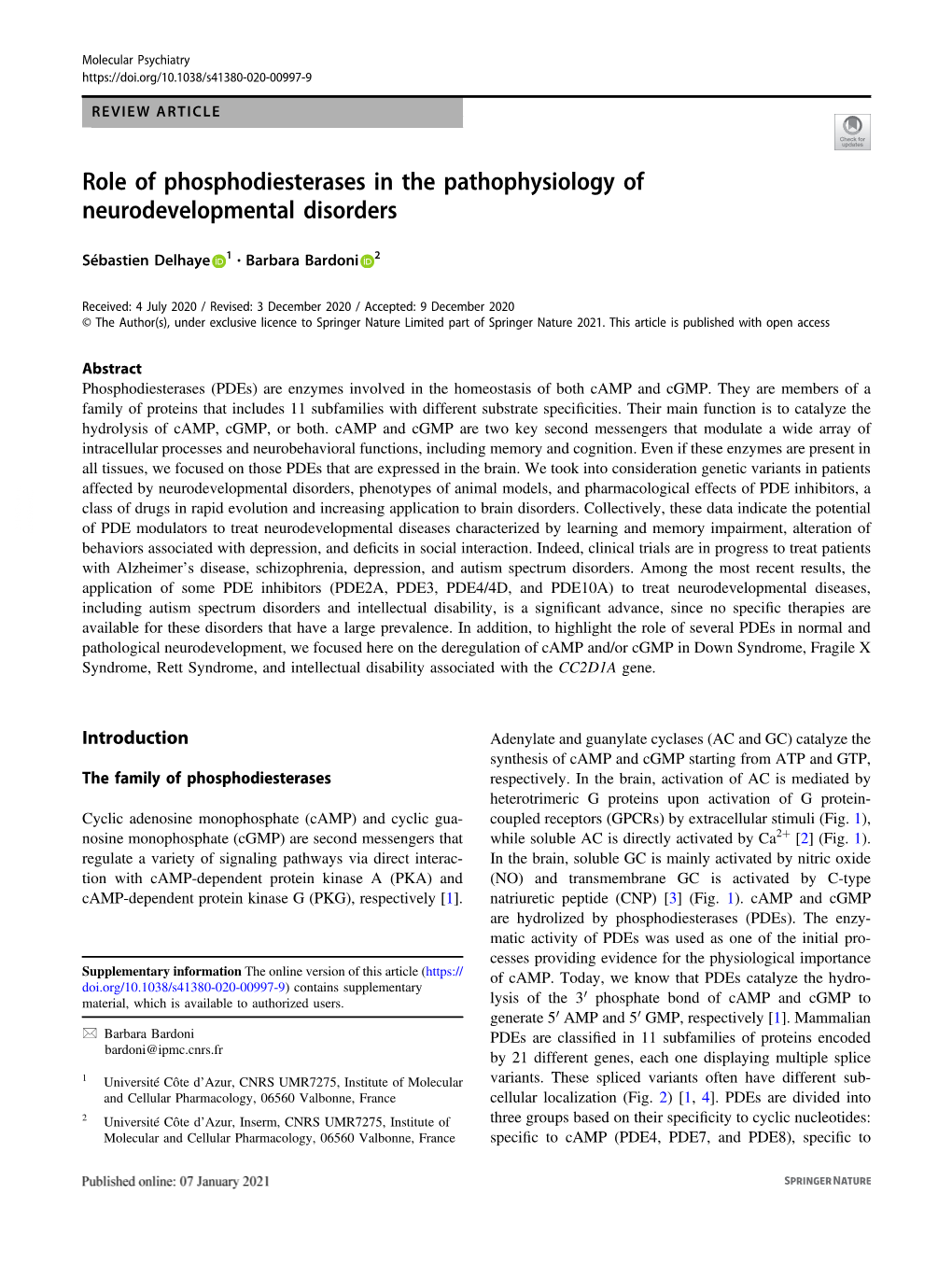 Role of Phosphodiesterases in the Pathophysiology of Neurodevelopmental Disorders