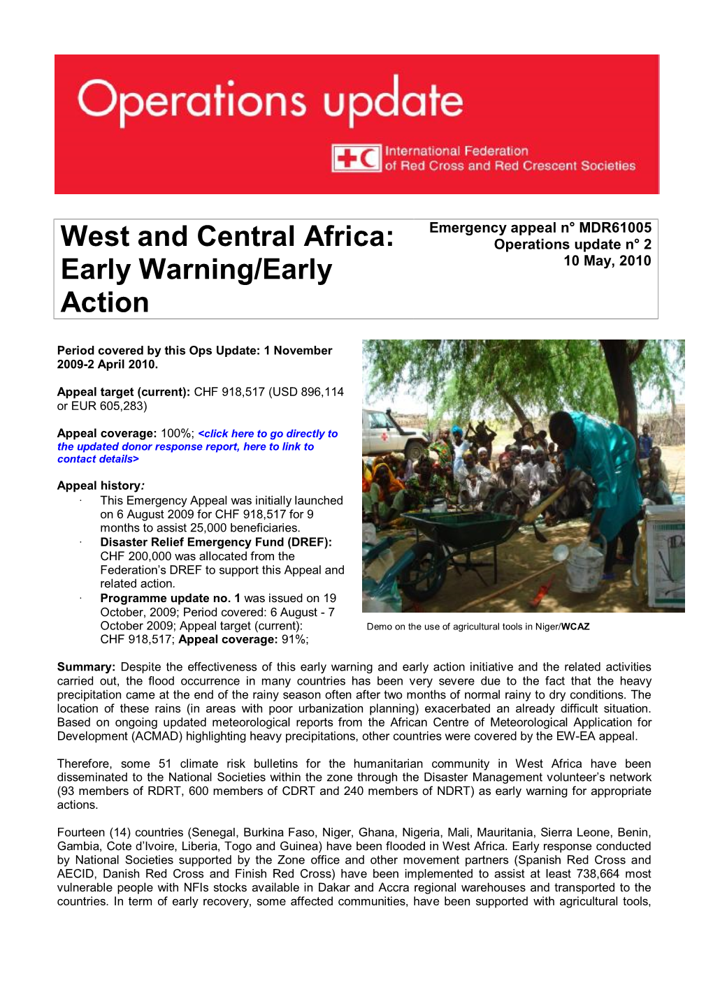 West and Central Africa: Early Warning/Early Action